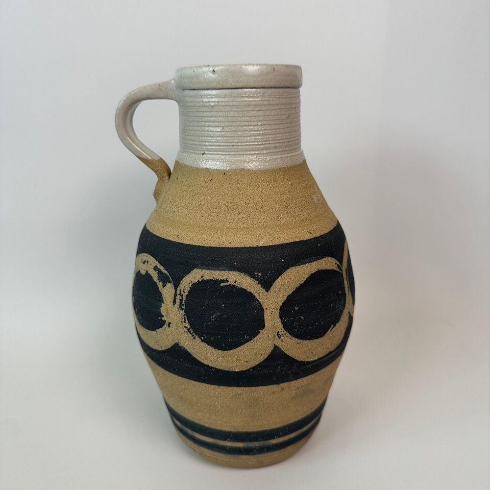 Unique Stoneware Pottery Jug‎ in Neutral Earth Tones MCM
